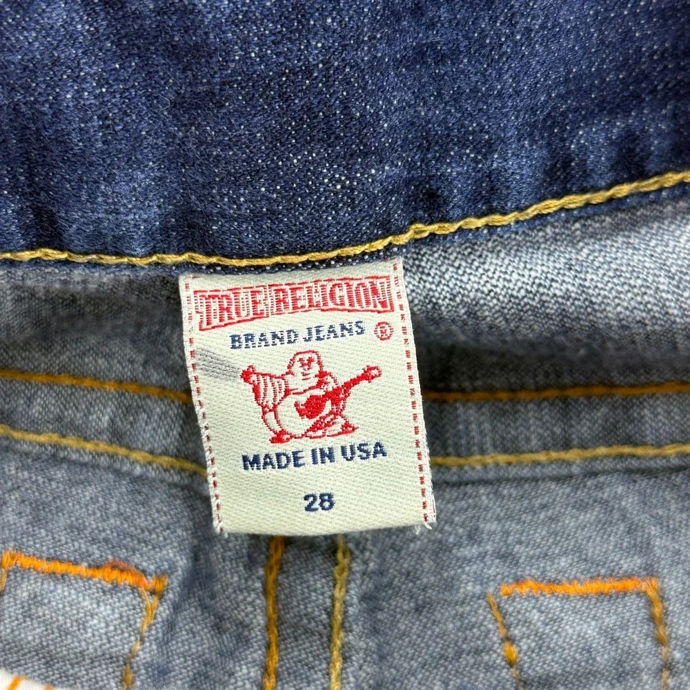 True Religion Bobby Straight Leg Jeans Dark Wash Blue Denim Mens 28x34 USA Made